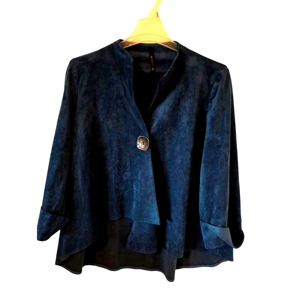 IC By Connie K Faux Suede Asymmetrical Swing Jacket Size XXL Teal